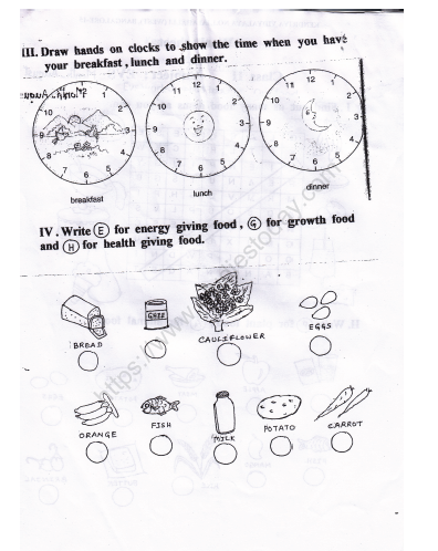 CBSE Class 2 EVS Our Food Worksheet